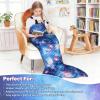 image:imageCatalonia Kids Mermaid Tail Blanket Super Soft Plush Flannel Sleeping Snuggly Blanket for Girls Galaxy Fish Scale Pattern Kids Gift IdeaDeep Blue Seashell