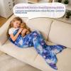 image:imageCatalonia Kids Mermaid Tail Blanket Super Soft Plush Flannel Sleeping Snuggly Blanket for Girls Galaxy Fish Scale Pattern Kids Gift IdeaDeep Blue Seashell