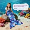 image:imageCatalonia Kids Mermaid Tail Blanket Super Soft Plush Flannel Sleeping Snuggly Blanket for Girls Galaxy Fish Scale Pattern Kids Gift IdeaDeep Blue Seashell