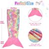 image:imageCatalonia Kids Mermaid Tail Blanket Super Soft Plush Flannel Sleeping Snuggly Blanket for Girls Galaxy Fish Scale Pattern Kids Gift IdeaGlow in the Darkpink
