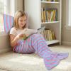 image:imageCatalonia Kids Mermaid Tail Blanket Super Soft Plush Flannel Sleeping Snuggly Blanket for Girls Galaxy Fish Scale Pattern Kids Gift IdeaLight Blue