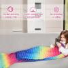 image:imageCatalonia Kids Mermaid Tail Blanket Super Soft Plush Flannel Sleeping Snuggly Blanket for Girls Galaxy Fish Scale Pattern Kids Gift IdeaRainbow