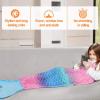 image:imageCatalonia Kids Mermaid Tail Blanket Super Soft Plush Flannel Sleeping Snuggly Blanket for Girls Galaxy Fish Scale Pattern Kids Gift IdeaRainbow Ombre