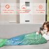 image:imageCatalonia Kids Mermaid Tail Blanket Super Soft Plush Flannel Sleeping Snuggly Blanket for Girls Galaxy Fish Scale Pattern Kids Gift IdeaShiny Green
