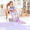image:imageCatalonia Ultra Soft Mermaid Tail Blanket for Kids Fish Tail Snuggly Blanket Cozy Fleece Mermaid Gift for Girls ToddlersUnicorn Purple
