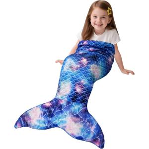 image:imageCatalonia Kids Mermaid Tail Blanket Cozy Mermaid Sleeping Bag Fish Scale PatternDeep Blue Seashell