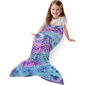 image:imageCatalonia Kids Mermaid Tail Blanket Cozy Mermaid Sleeping Bag Fish Scale PatternGalaxy