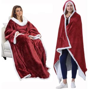 image:imageCatalonia Sherpa Wearable Blanket Blanket Poncho Wrap with Hood Soft Warm Cozy Snuggle Banket