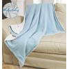 image:imageCatalonia Sherpa Throw BlanketReversible Cozy Knit Waffle PatternLight Blue