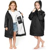image:imageCatalonia Kids Swim Parka with Hood Waterproof Sherpa Lined Swim Coat with Inner Pocket amp WriteOn Name TagBlack