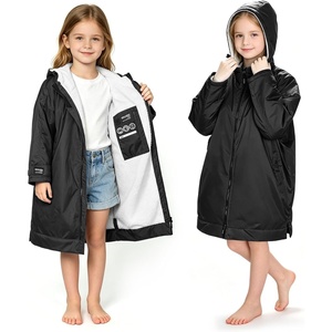 image:imageCatalonia Kids Swim Parka with Hood Waterproof Sherpa Lined Swim Coat with Inner Pocket amp WriteOn Name TagBlack