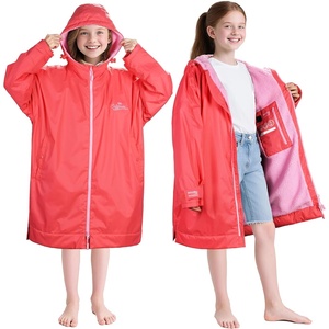 image:imageCatalonia Kids Swim Parka with Hood Waterproof Sherpa Lined Swim Coat with Inner Pocket amp WriteOn Name TagHot Pink