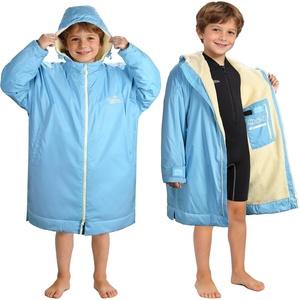 image:imageCatalonia Kids Swim Parka with Hood Waterproof Sherpa Lined Swim Coat with Inner Pocket amp WriteOn Name TagLight Blue