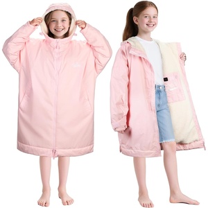 image:imageCatalonia Kids Swim Parka with Hood Waterproof Sherpa Lined Swim Coat with Inner Pocket amp WriteOn Name TagPink