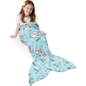 image:imageCatalonia Mermaid Tail Blanket for Girls Fish Tail Snuggly Blanket Cozy Fleece Mermaid Gift for KidsToddlersUnicorn Blue