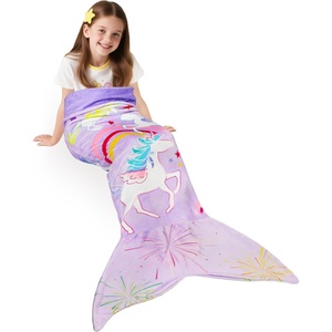 image:imageCatalonia Mermaid Tail Blanket for Girls Fish Tail Snuggly Blanket Cozy Fleece Mermaid Gift for KidsToddlersUnicorn Purple
