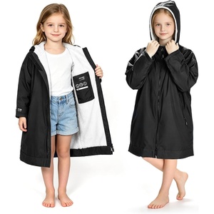 image:imageCatalonia Waterproof Kids Swim Parka with Hood Sherpa Lined Swim Coat with Inner Pocket amp WriteOn Name TagBlack