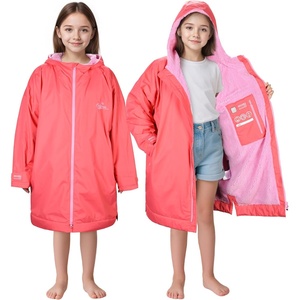 image:imageCatalonia Waterproof Kids Swim Parka with Hood Sherpa Lined Swim Coat with Inner Pocket amp WriteOn Name TagHot Pink