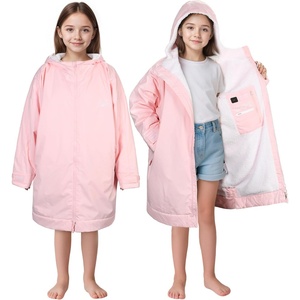 image:imageCatalonia Waterproof Kids Swim Parka with Hood Sherpa Lined Swim Coat with Inner Pocket amp WriteOn Name TagPink