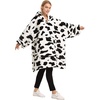 image:imageCow Print Oversized Hoodie Blanket Sherpa Wearable Blanket with Sleeves