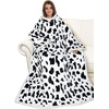 image:imageCow Print Oversized Hoodie Blanket Sherpa Wearable Blanket with Sleeves