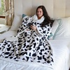 image:imageCow Print Oversized Hoodie Blanket Sherpa Wearable Blanket with Sleeves
