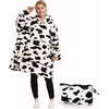 image:imageCow Print Oversized Hoodie Blanket Sherpa Wearable Blanket with Sleeves