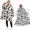 image:imageCow Print Oversized Hoodie Blanket Sherpa Wearable Blanket with Sleeves