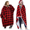 image:imageCatalonia Buffalo Plaid Oversized Hoodie Blanket Hooded Blanket Poncho Wearable Blanket