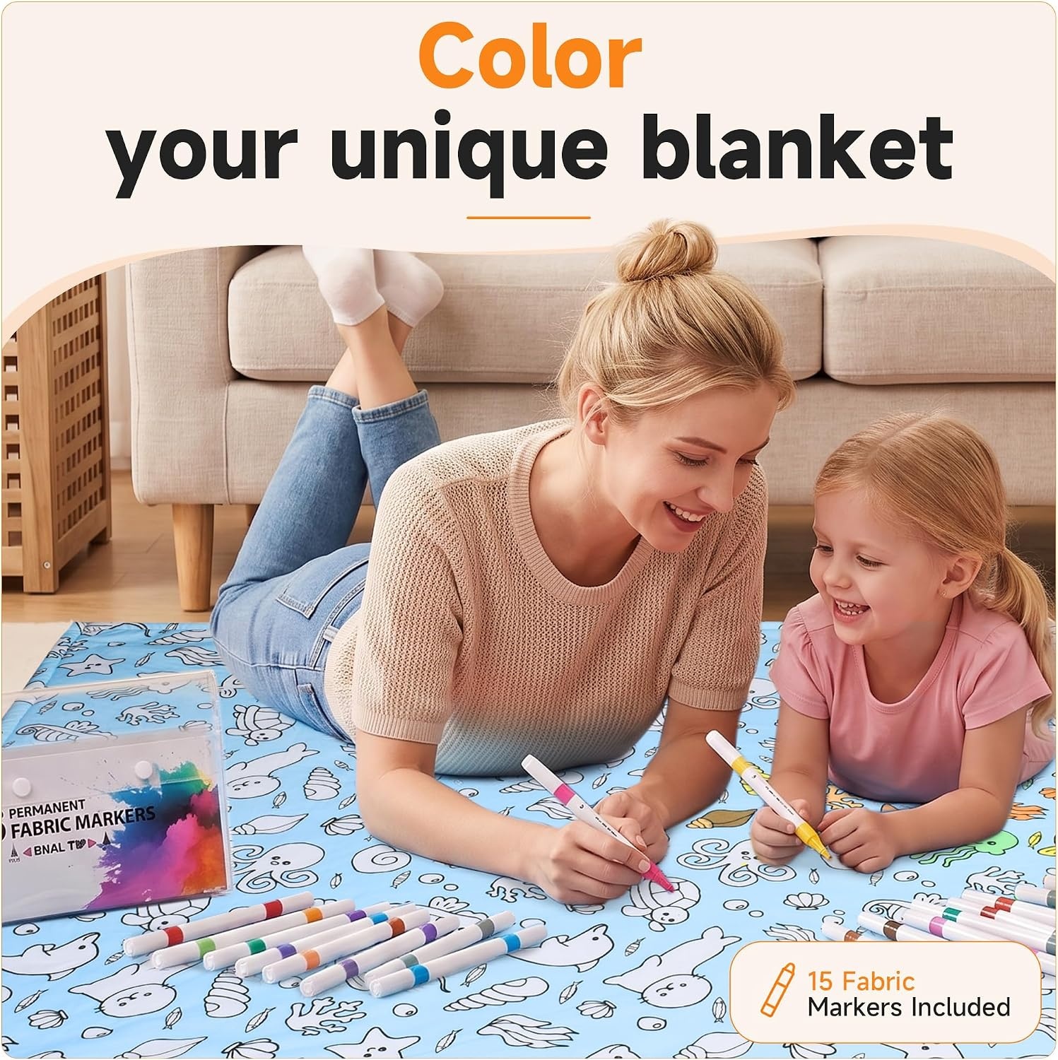 image:imageCatalonia Coloring Blanket for Kids amp Adults Sherpa Throw amp Fabric Markers  Color Your Own Blanket with 15 Markers DIY Activity for Family Fun Relaxation Personalized Gift amp Machine WashableBlue Ocean