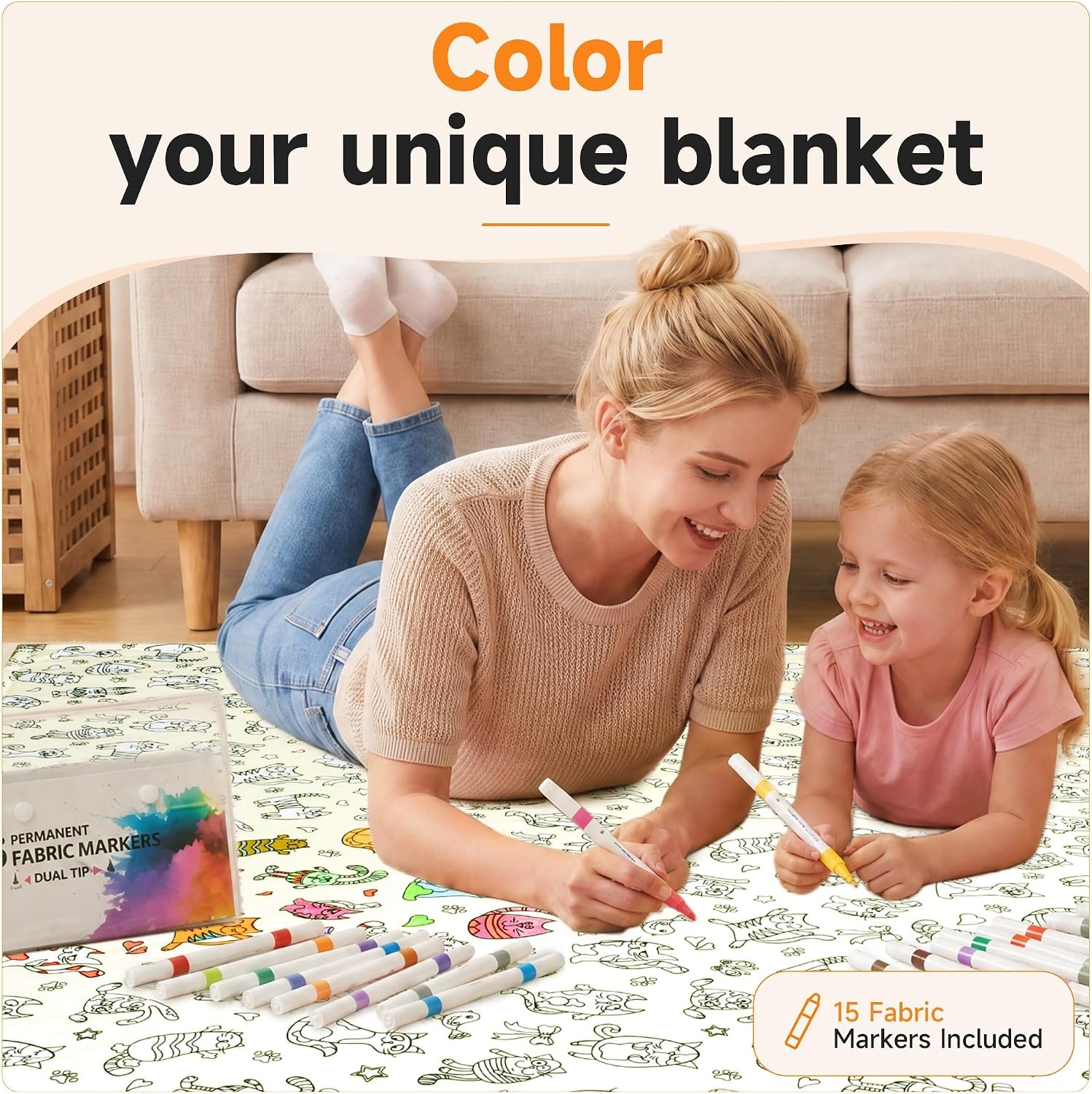 image:imageCatalonia Coloring Blanket for Kids amp Adults Sherpa Throw amp Fabric Markers  Color Your Own Blanket with 15 Markers DIY Activity for Family Fun Relaxation Personalized Gift amp Machine WashableBeige Cat
