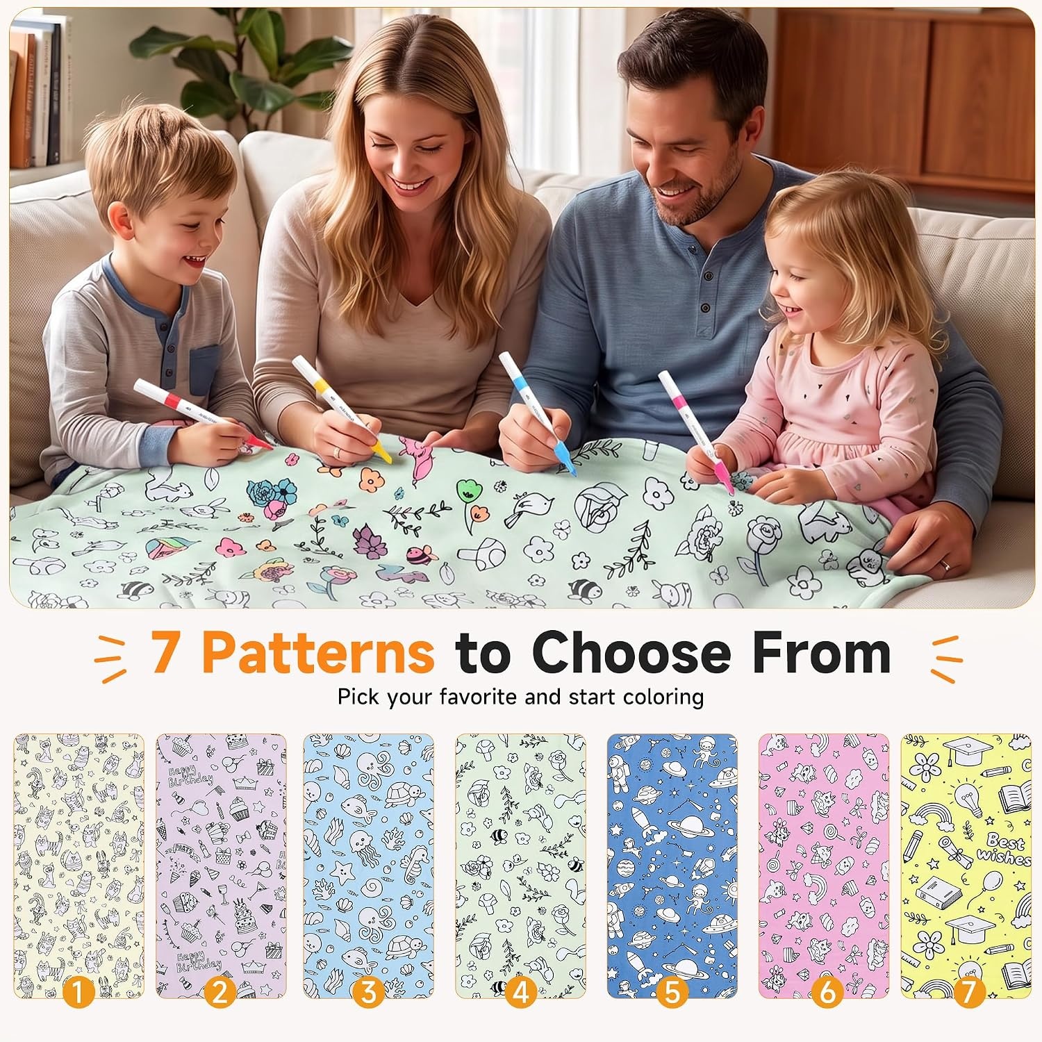 image:imageCatalonia Coloring Blanket for Kids amp Adults Sherpa Throw amp Fabric Markers  Color Your Own Blanket with 15 Markers DIY Activity for Family Fun Relaxation Personalized Gift amp Machine WashableGreen Woodland Animals