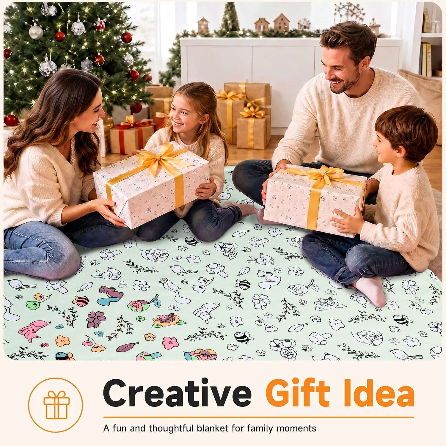 image:imageCatalonia Coloring Blanket for Kids amp Adults Sherpa Throw amp Fabric Markers  Color Your Own Blanket with 15 Markers DIY Activity for Family Fun Relaxation Personalized Gift amp Machine WashableGreen Woodland Animals