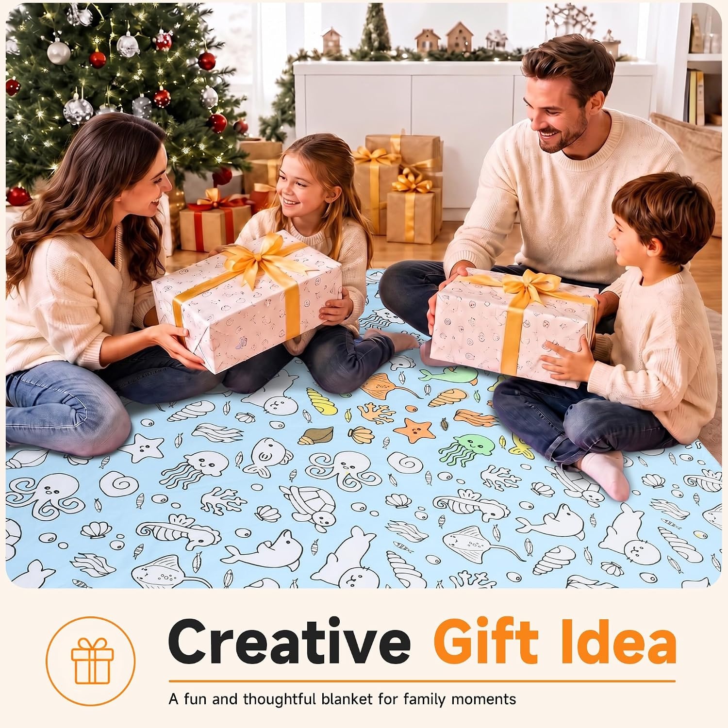 image:imageCatalonia Coloring Blanket for Kids amp Adults Sherpa Throw amp Fabric Markers  Color Your Own Blanket with 15 Markers DIY Activity for Family Fun Relaxation Personalized Gift amp Machine WashableBlue Ocean