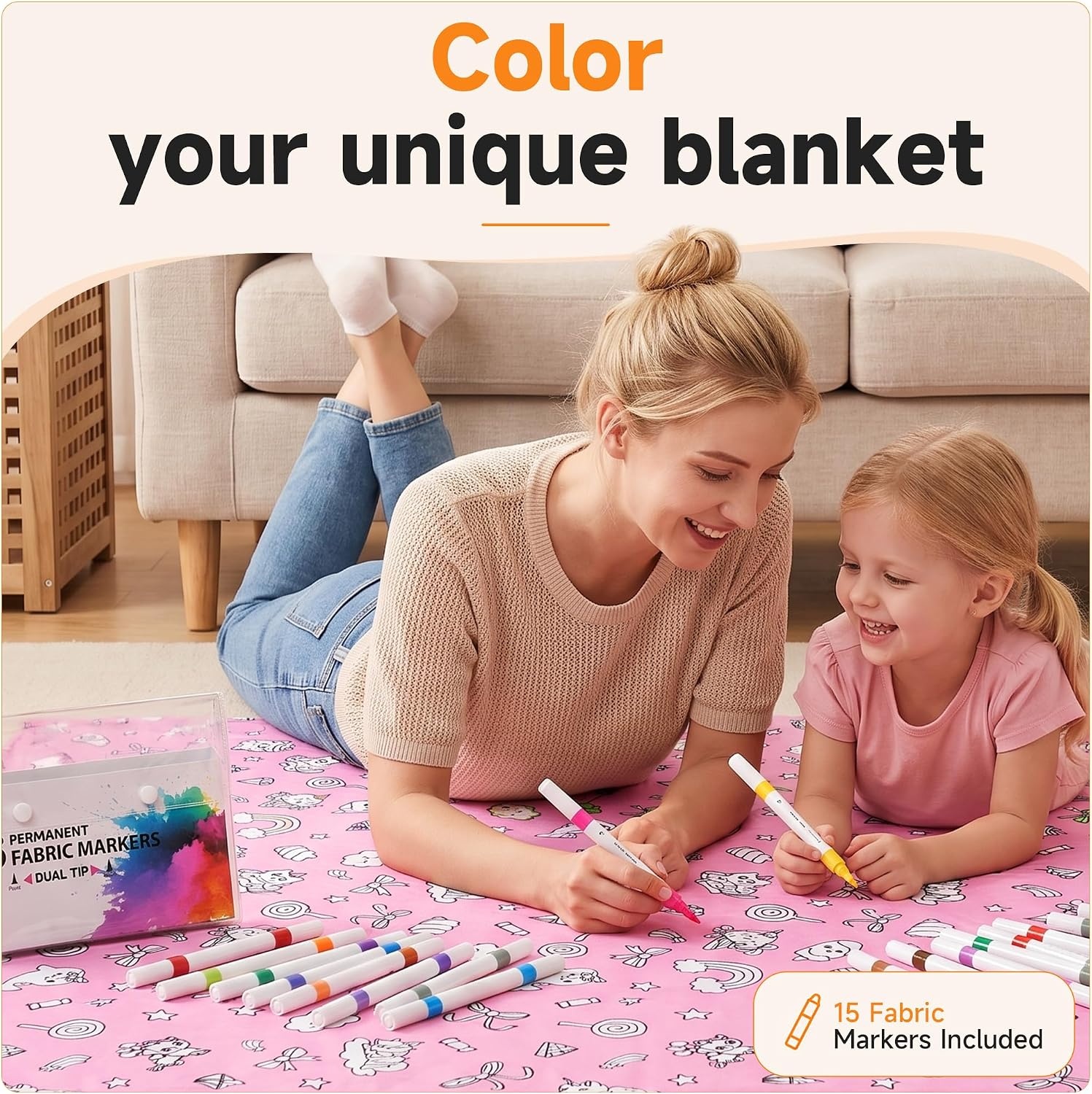 image:imageCatalonia Coloring Blanket for Kids amp Adults Sherpa Throw amp Fabric Markers  Color Your Own Blanket with 15 Markers DIY Activity for Family Fun Relaxation Personalized Gift amp Machine WashablePink Fantasy Cartoon