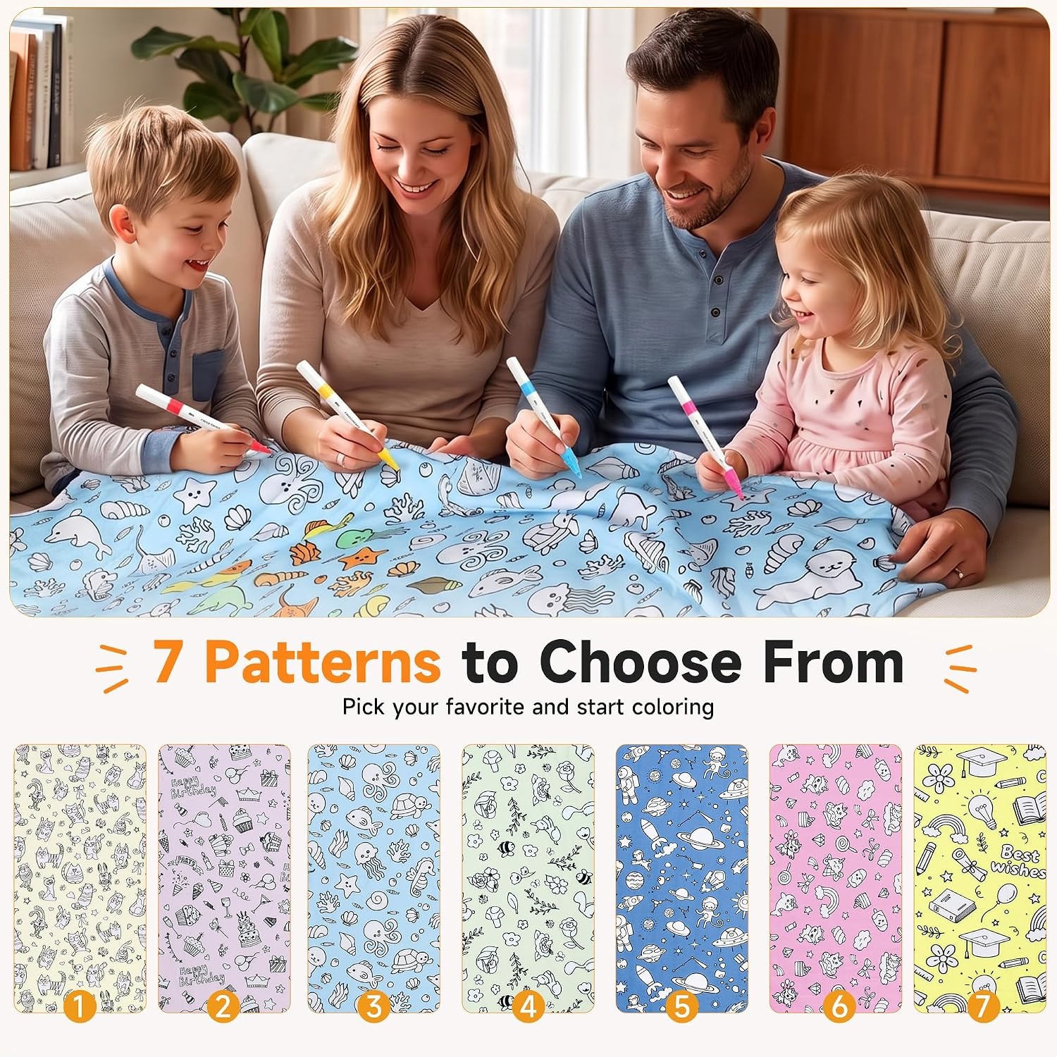 image:imageCatalonia Coloring Blanket for Kids amp Adults Sherpa Throw amp Fabric Markers  Color Your Own Blanket with 15 Markers DIY Activity for Family Fun Relaxation Personalized Gift amp Machine WashableBlue Ocean