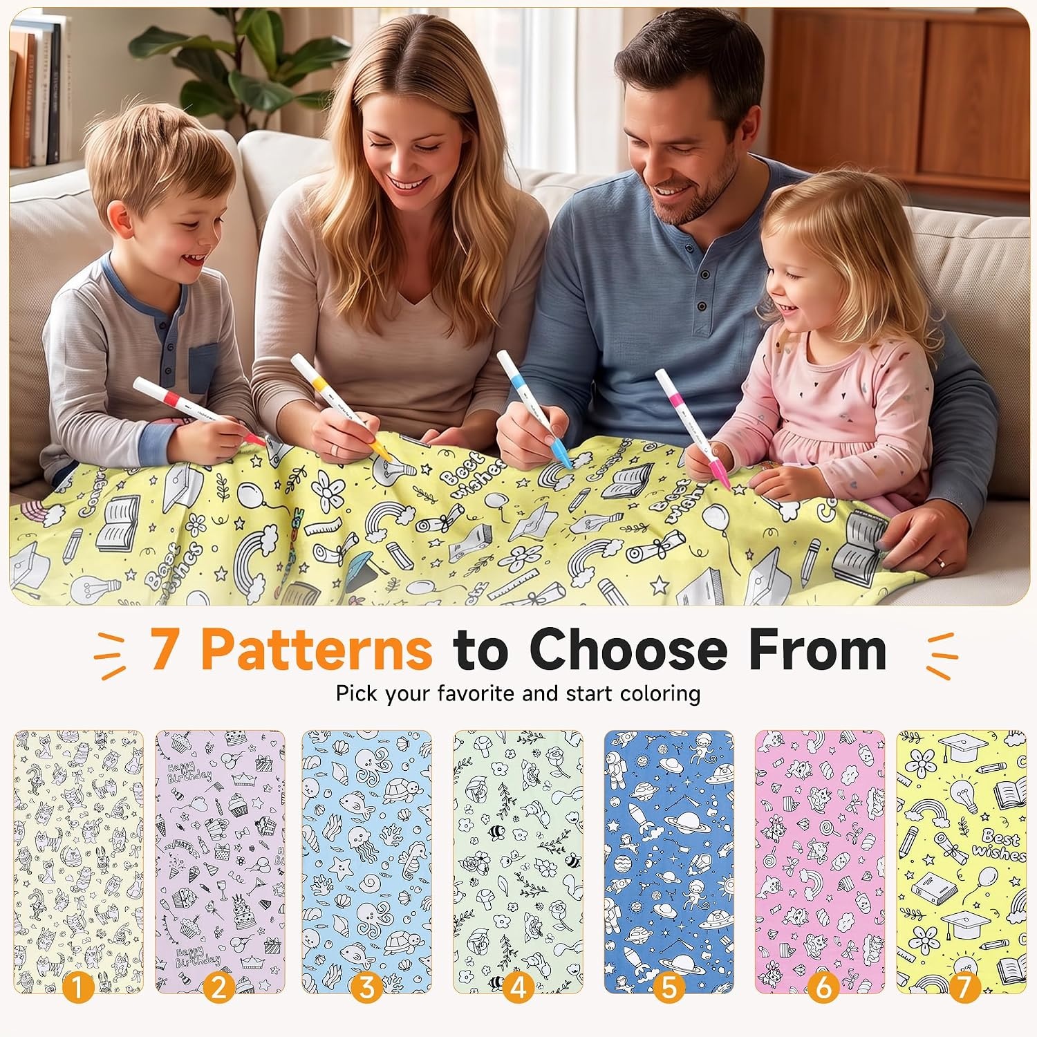 image:imageCatalonia Coloring Blanket for Kids amp Adults Sherpa Throw amp Fabric Markers  Color Your Own Blanket with 15 Markers DIY Activity for Family Fun Relaxation Personalized Gift amp Machine WashableYellow Graduation Season