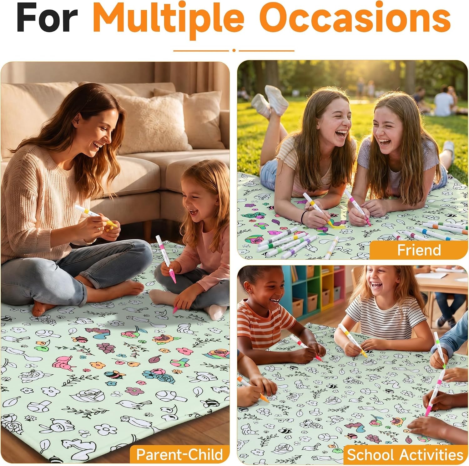 image:imageCatalonia Coloring Blanket for Kids amp Adults Sherpa Throw amp Fabric Markers  Color Your Own Blanket with 15 Markers DIY Activity for Family Fun Relaxation Personalized Gift amp Machine WashableGreen Woodland Animals
