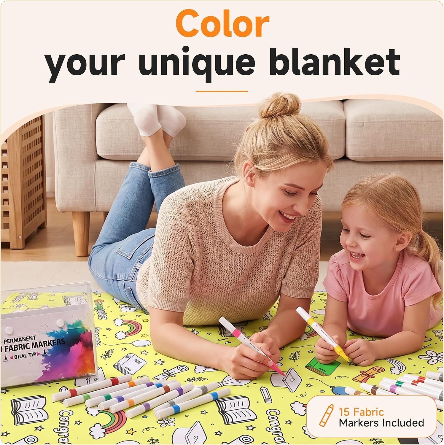 image:imageCatalonia Coloring Blanket for Kids amp Adults Sherpa Throw amp Fabric Markers  Color Your Own Blanket with 15 Markers DIY Activity for Family Fun Relaxation Personalized Gift amp Machine WashableYellow Graduation Season