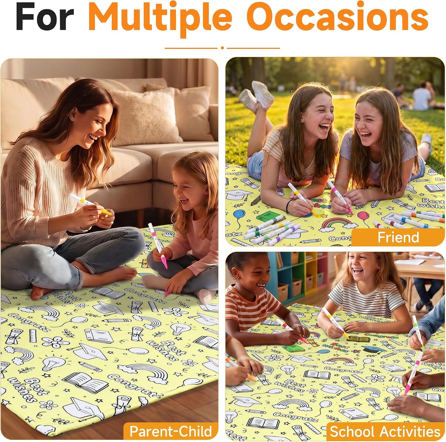 image:imageCatalonia Coloring Blanket for Kids amp Adults Sherpa Throw amp Fabric Markers  Color Your Own Blanket with 15 Markers DIY Activity for Family Fun Relaxation Personalized Gift amp Machine WashableYellow Graduation Season