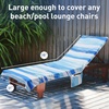 image:imageCatalonia Lounge Chair Towel Cover with Fitted Top Pocket Large Quick Dry Beach Chair Covers No Sliding Chaise Cover Towel for Outdoor Travel Pool Patio Sunbathing 78 x 31 inch Mint Green StripeBlue Waves