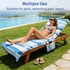 image:imageCatalonia Lounge Chair Towel Cover with Fitted Top Pocket Large Quick Dry Beach Chair Covers No Sliding Chaise Cover Towel for Outdoor Travel Pool Patio Sunbathing 78 x 31 inch Mint Green StripeBlue Waves