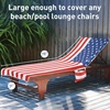 image:imageCatalonia Lounge Chair Towel Cover with Fitted Top Pocket Large Quick Dry Beach Chair Covers No Sliding Chaise Cover Towel for Outdoor Travel Pool Patio Sunbathing 78 x 31 inch Mint Green StripeUsa Flag
