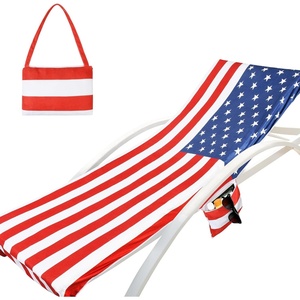 image:imageCatalonia Lounge Chair Towel Cover with Fitted Top Pocket Large Quick Dry Beach Chair Covers No Sliding Chaise Cover Towel for Outdoor Travel Pool Patio Sunbathing 78 x 31 inch Mint Green StripeUsa Flag