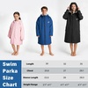 image:imageCatalonia Kids Waterproof Swim Parka with Hood SherpaLined Changing Robe  CoverUp with TwoWay Zip Inner Pocket with WriteOn Name Tag for Swimming Surfing Other Water Sports at the Pool or BeachBlack