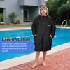image:imageCatalonia Kids Waterproof Swim Parka with Hood SherpaLined Changing Robe  CoverUp with TwoWay Zip Inner Pocket with WriteOn Name Tag for Swimming Surfing Other Water Sports at the Pool or BeachBlack