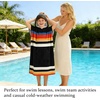 image:imageCatalonia Kids Hooded Poncho Towel for Surf Swim Absorbent Beach Wearable Towel for Teenagers Sand Proof Swim Changing RobeBlack Stripe