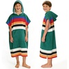image:imageCatalonia Kids Hooded Poncho Towel for Surf Swim Absorbent Beach Wearable Towel for Teenagers Sand Proof Swim Changing RobeGreen Stripe