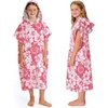 image:imageCatalonia Kids Hooded Poncho Towel for Surf Swim Absorbent Beach Wearable Towel for Teenagers Sand Proof Swim Changing RobePink Flower