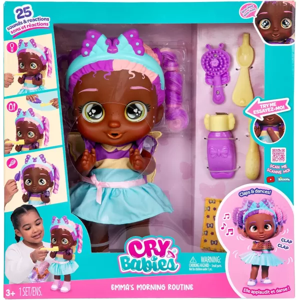 Cry Babies Emmas Morning Routine  Interactive Baby Doll with 20 Sounds Girls ampamp Kids Age 18M and Up